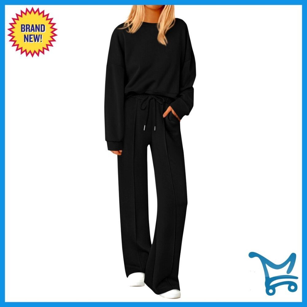 Long Sleeve Sweatshirt Wide Leg Pants Loungewear Set Cozy Chic Oversized
